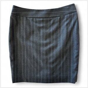 Armani Collezioni Charcoal Gray with White Pinstripe Wool Fitted Pencil Skirt 6